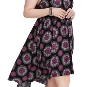 Torrid, Size 1, Black with colorful circles, hi low dress, worn and washed once